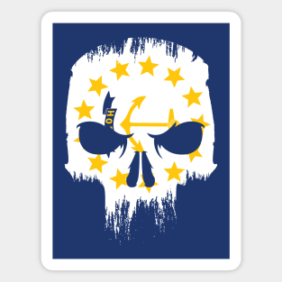 Vintage Grunge Rhode Island State Flag Skull Magnet